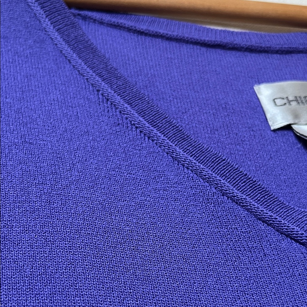 Chico's V-Neck Purple knit Tank Top Chico’s Size 2 - Picture 4 of 4
